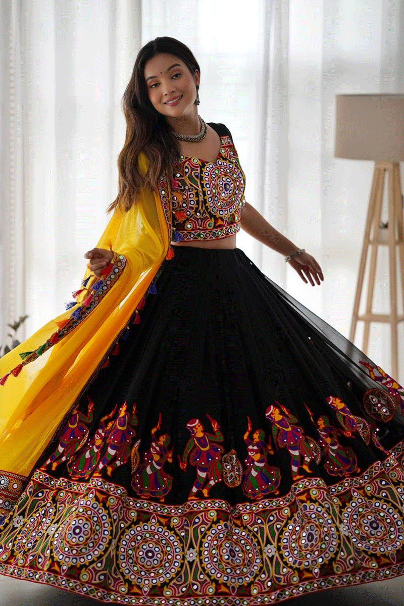 Navratri Special Black Color Lehenga Choli For Women