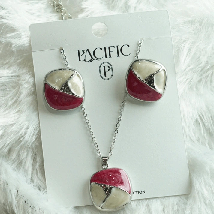 Red & White Color Modern Daily Wear Jewellery Set