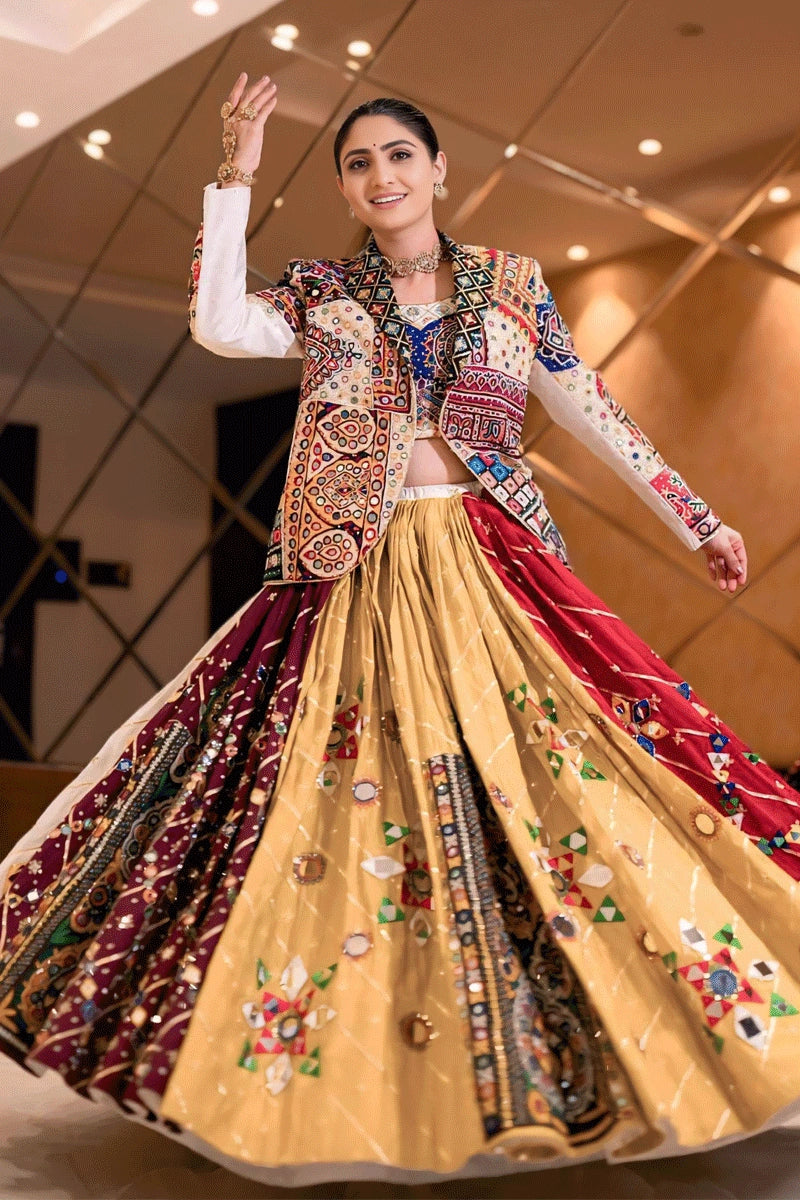 Gujaratri Singer Gita Rabari Designer Heavy Flair Lehenga Choli