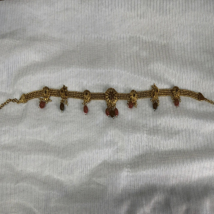 Traditional Gold Plated Kamarpatta with Red & Green Stones