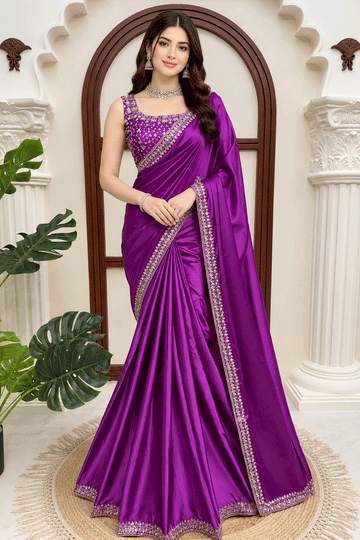 Designer Heavy Party Wear Silk Fabric Saree