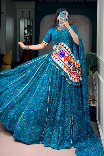 Latest Ready To Wear Bandhani Print Chaniya Choli For Garba