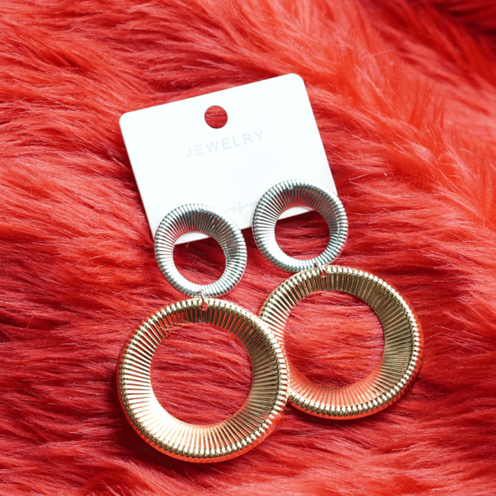 Golden and Silver Circle Drop  Party Wear Earrings