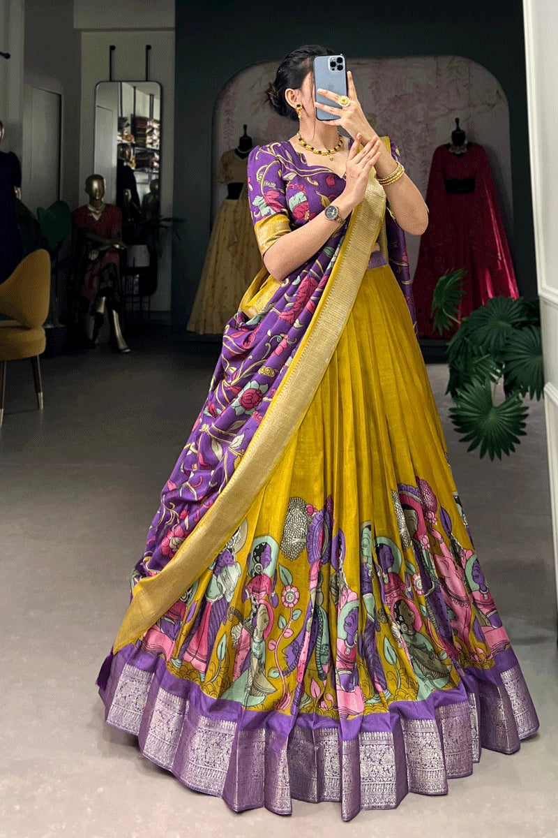 Traditional Printed South Indian Style Half Saree