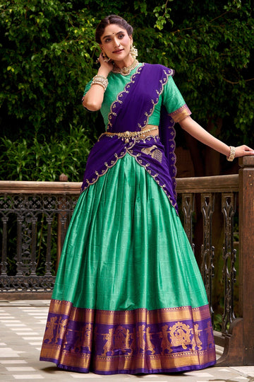 Pongal Festival Special Zari Work Half Saree For Girl