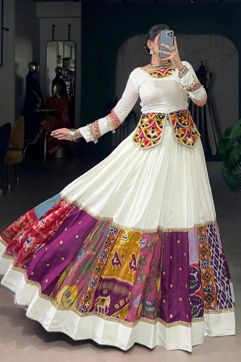 Navratri Special Fully Stitched Gamthi Work Lehenga Choli