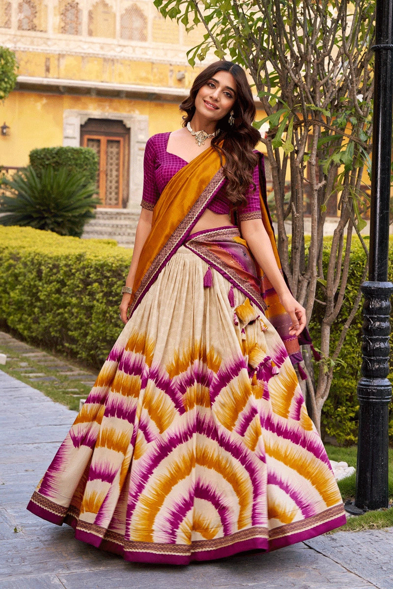 Leheriya Print Designer Lehenga For Brother Wedding