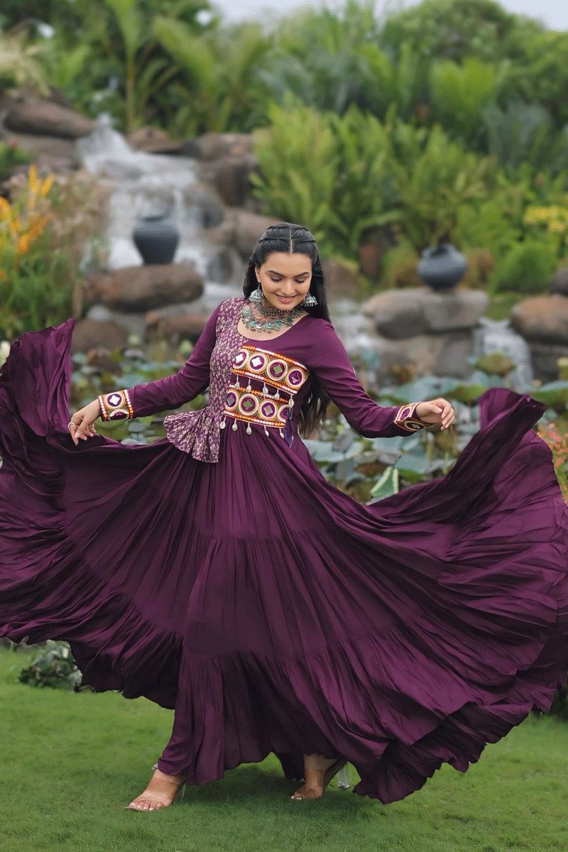 Designer Gamthi Work Gown For Navratri Special