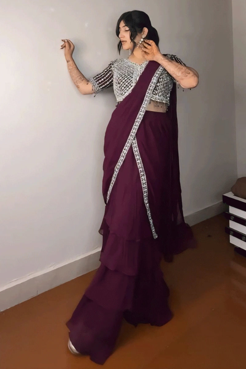 ready to wear black saree