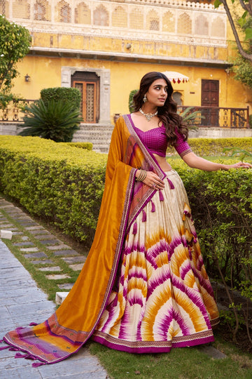 Leheriya Print Designer Lehenga For Brother Wedding