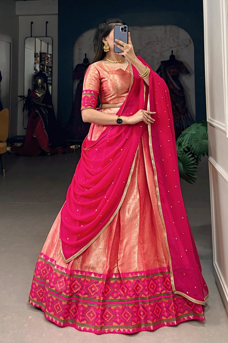 South Indian Style Red Half Saree