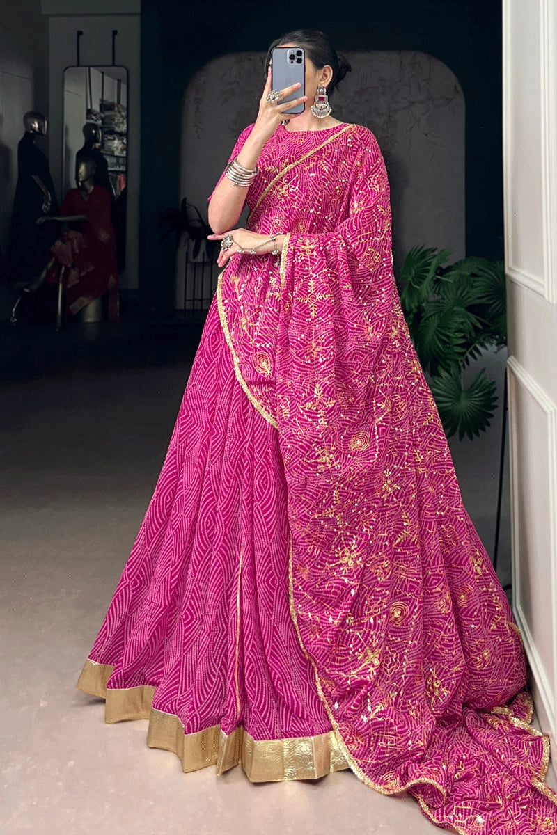 Pink Color Heavy Flair Chaniya Choli With Backless Blouse For Women