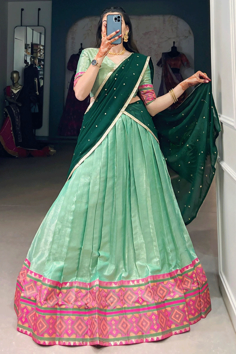 South Indian Traditional Pista Color Half Saree