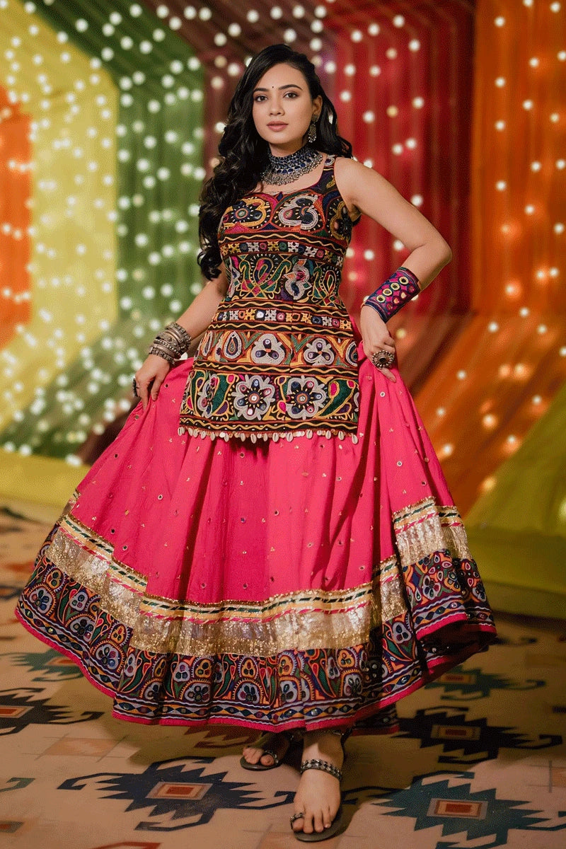 Fully Stitched Gamthi Work Chaniya Choli For Navratri
