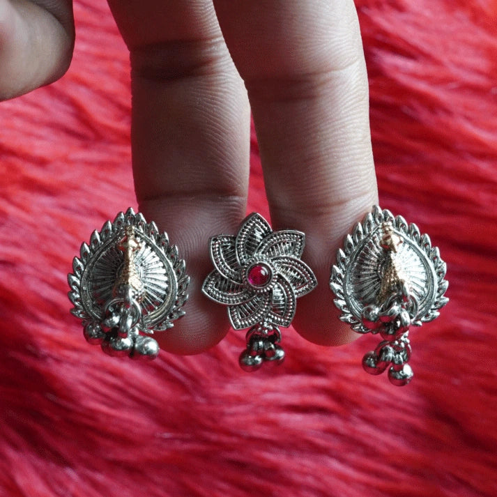 Trendy Oxidised Peacock Design Ring