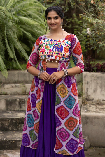 Ready To Wear Navratri Special Gamthi Work Lehenga Choli