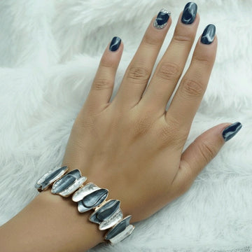 Designer Silver & Navy Blue Color Bracelet