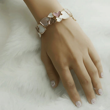 Modern Pink & White Heart Design Bracelet