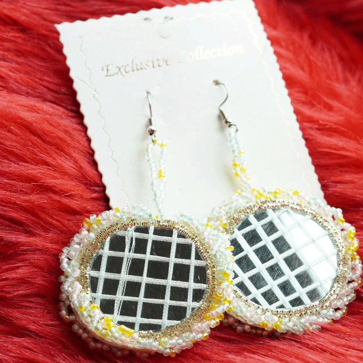 Traditional Handmade Mirror Work Earrings