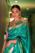 Alia Bhatt Green Banarasi Saree Look For Wedding 2022