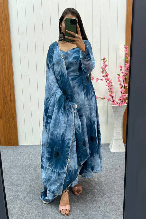 Indian Designer Gown With Dupatta For Women - Anaya Designer Studio