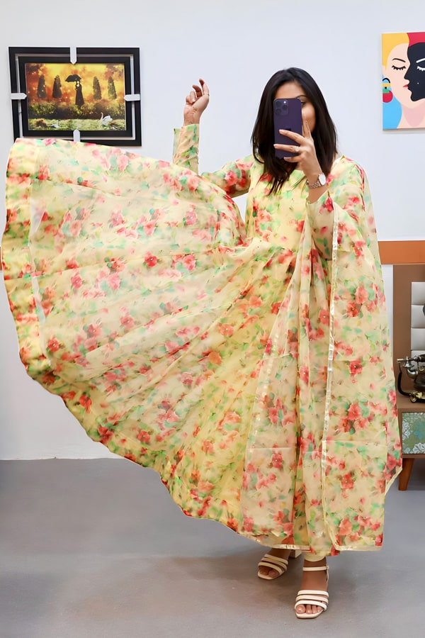 Floral Anarkali Gown For Girls - Anaya Designer Studio