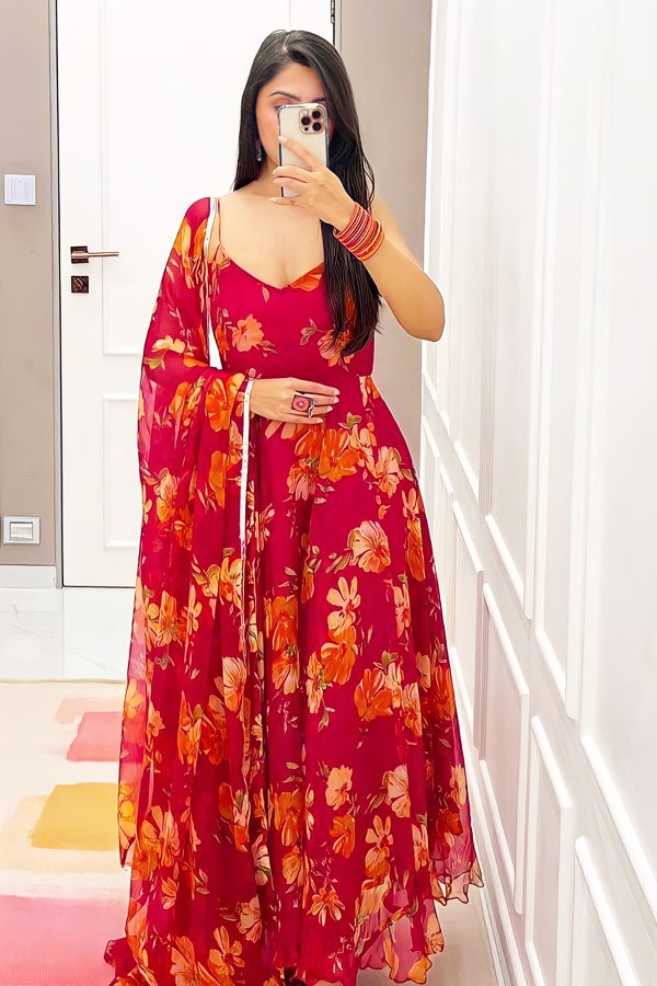 Party Wear Digital Print Long Gown For Women 2022 - Anaya Designer Studio