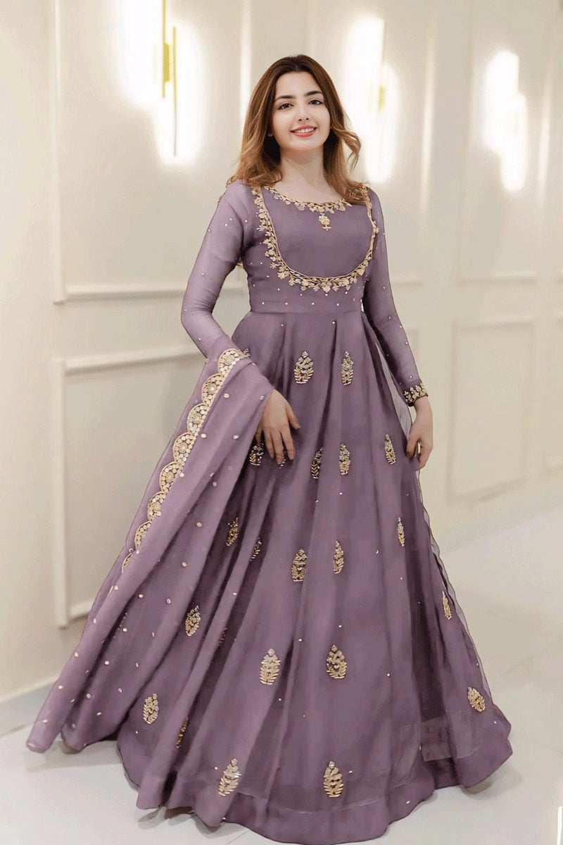 Indian Bollywood Actress Malaika Arora Silk Anarkali Dress