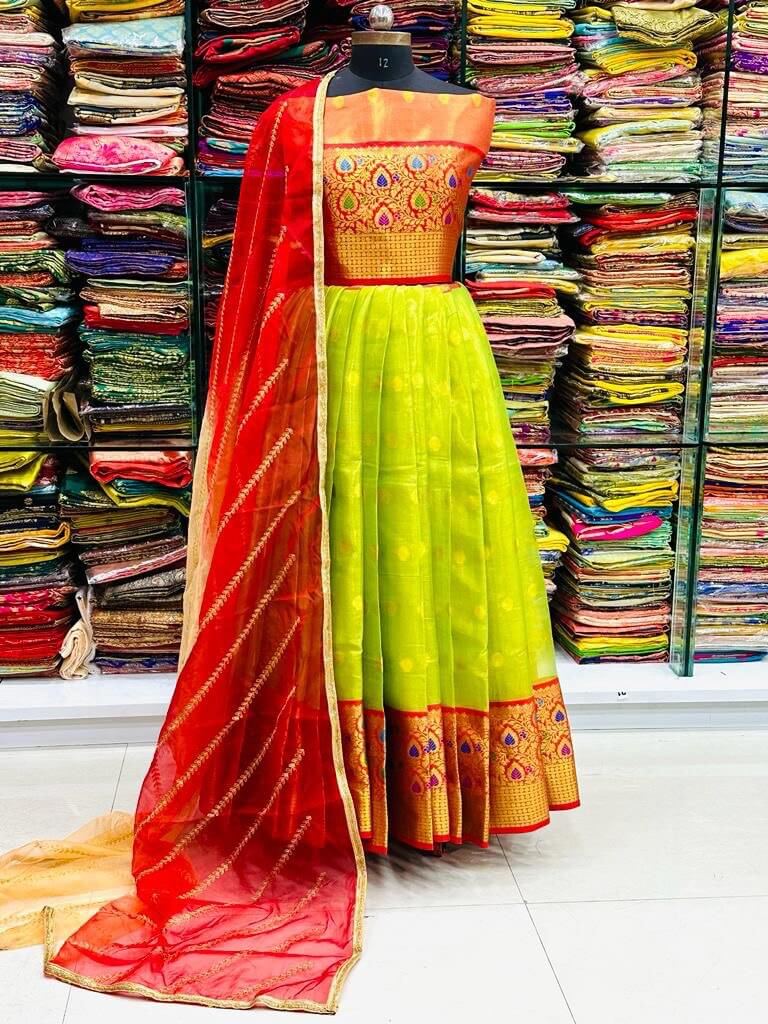 Anaya Designer Studio Lehenga Pattu Half Saree Design For Girls - Anaya Designer Studio