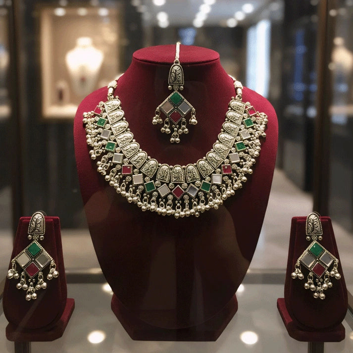 Designer Oxidised German Silver Necklace Set