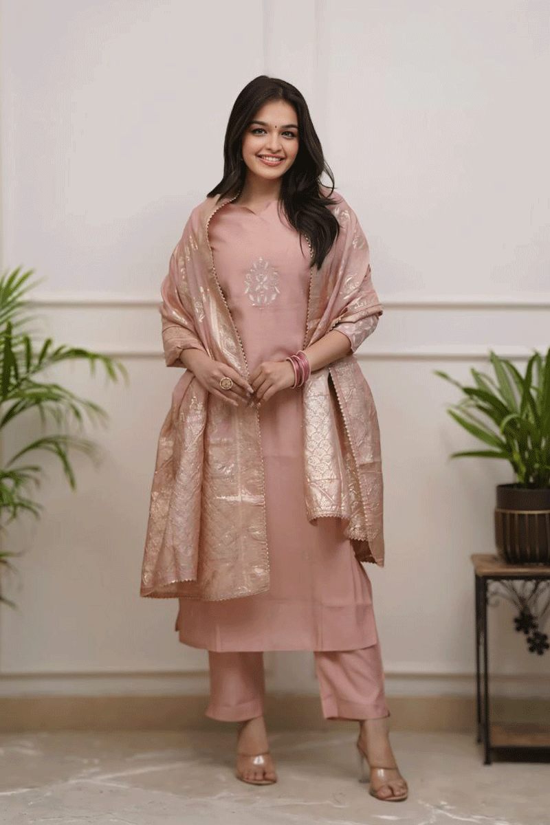 Embroidery Work Kurti Set For Daily Wear