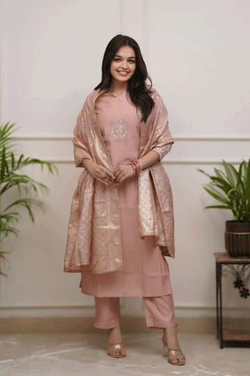 Embroidery Work Kurti Set For Daily Wear