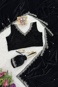 Balck Stylish Velvet Saree