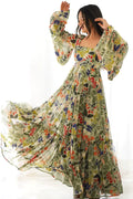 Baloon Sleeve Floral Print Gown Online