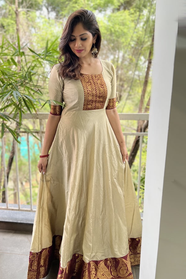 gown saree dress design Frock Saree Dress Design Cotton Saree Cotton Dress Designs For Stitching Saree Pattern Long