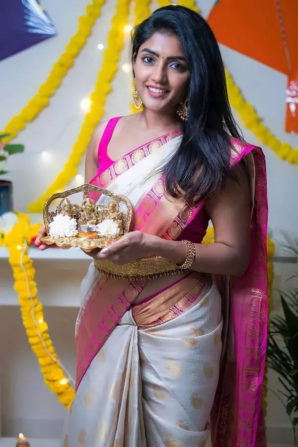 South Indian Banarasi saree with weaving work