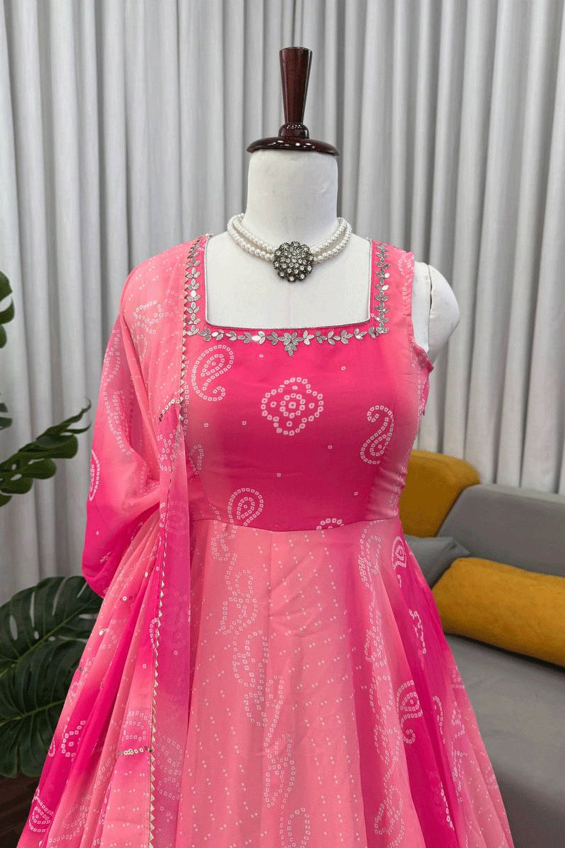 Bandhani Print Anarkali Dress 