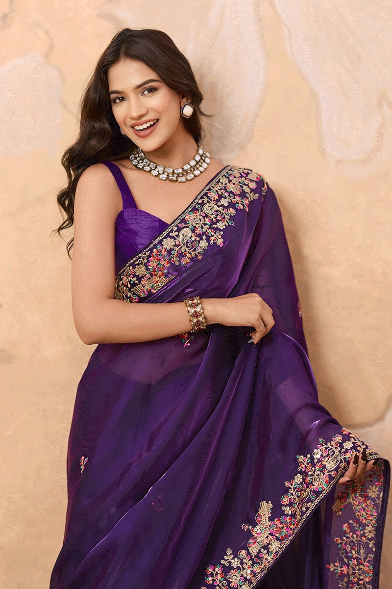 Purple Silk Saree