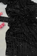 Beautiful Black Sequence Saree For Wedding Party