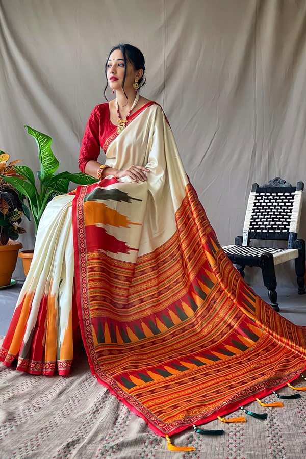 Bengali traditional saree for Durga puja 2021 - Anaya Designer Studio