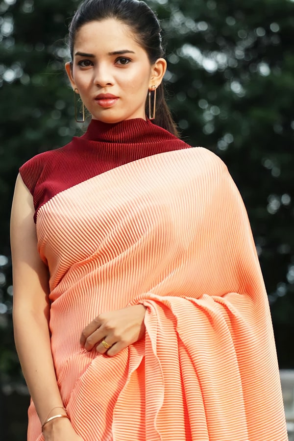 Buy Party Wear Georgette Saree With Peach Color In 2022 - Anaya Designer Studio