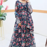Black Floral Dress Gown For Women