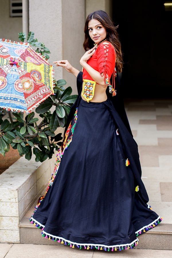 Black Navratri Chaniya Choli For Dandiya Ras - Anaya Designer Studio