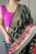 Black Paithani Saree With Pure Jacquard Fabic