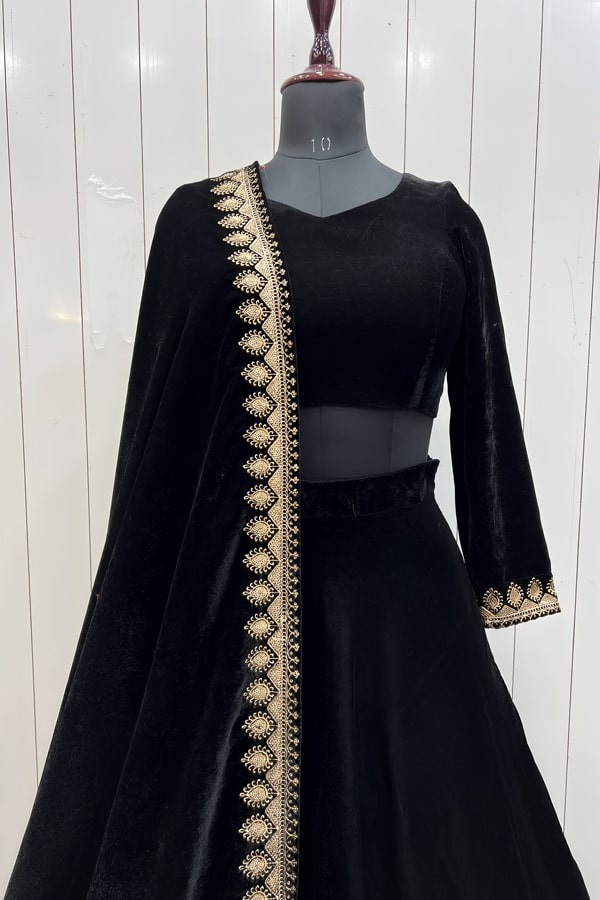 Isha Borah Black Velvet Lehenga Design For Girls