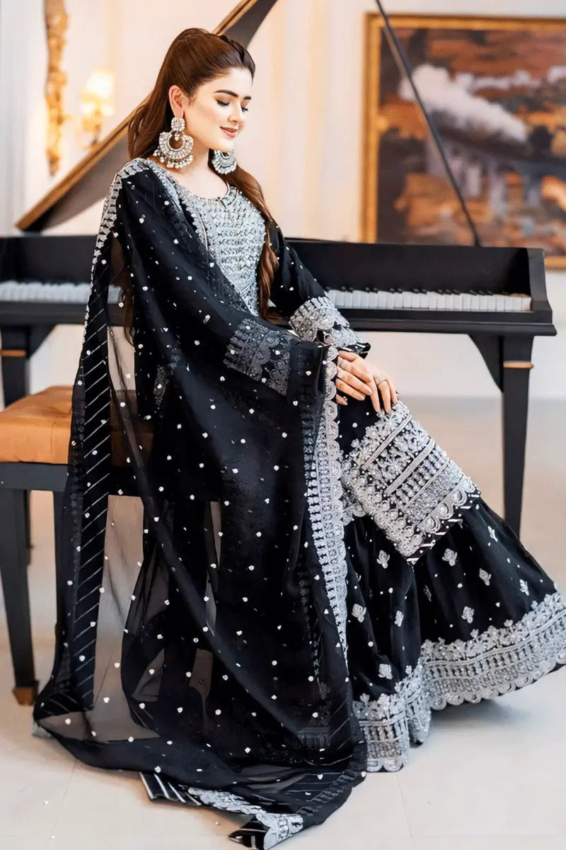 Black Color Party Wear Sharara Dress For Women - Anaya Designer Studio