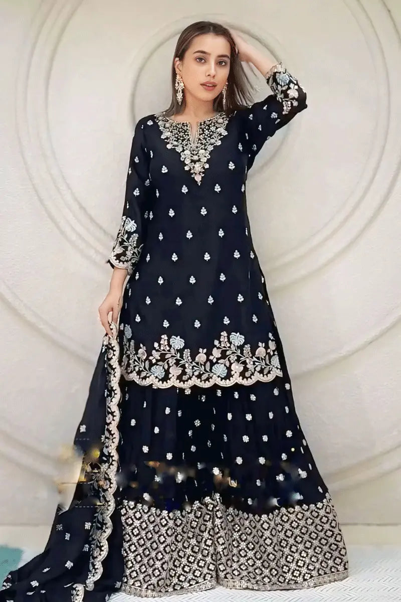 Black Sharara Suit For Raksha Bandhan Online Shopping