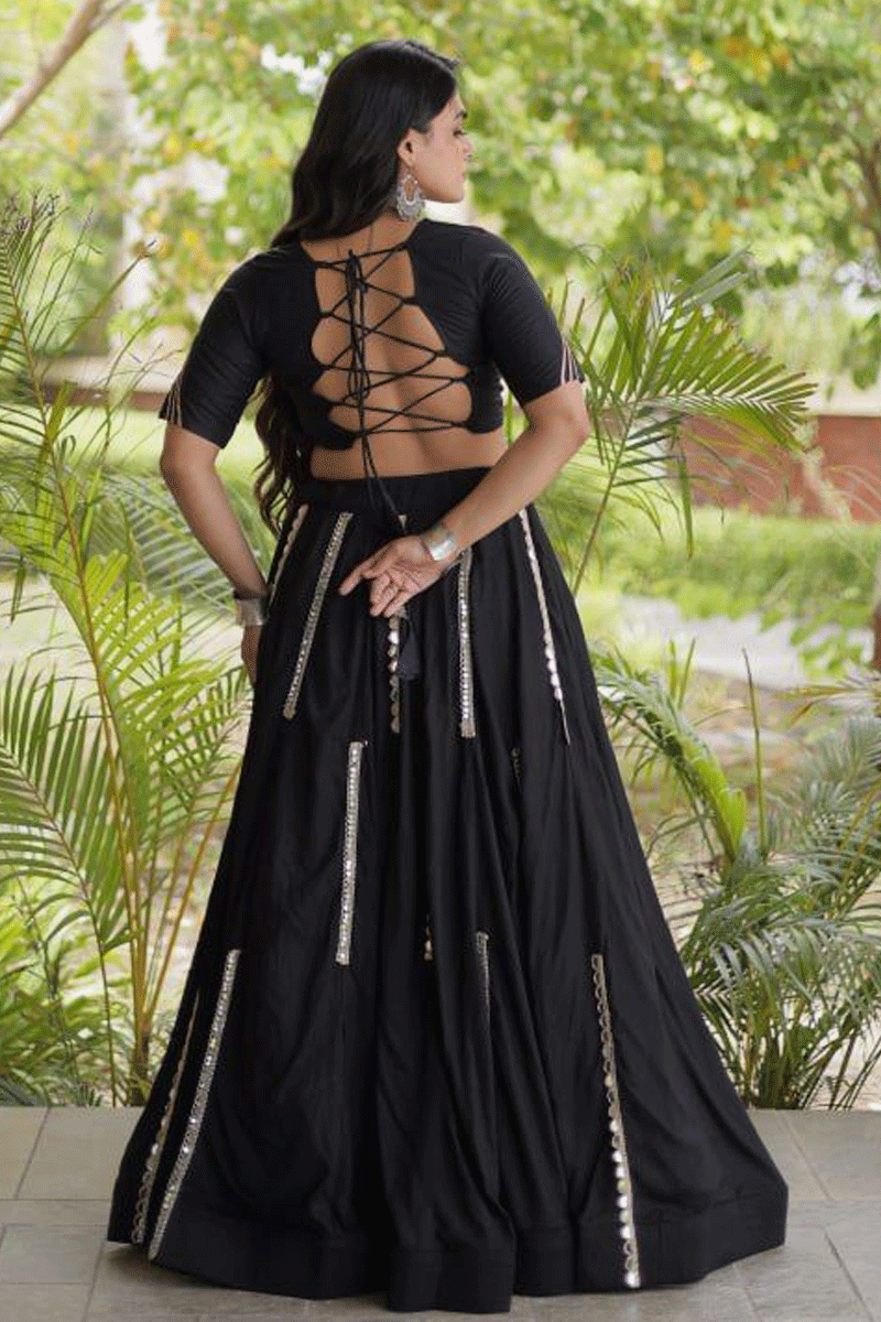 Black Garba Lehenga Choli For Women