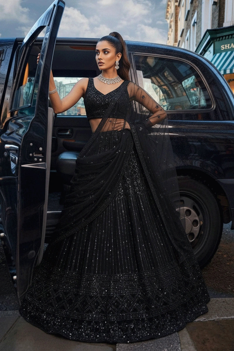 Black Sequins Lehenga Choli