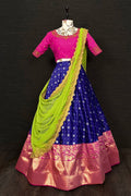 Blue And Pink Half Saree